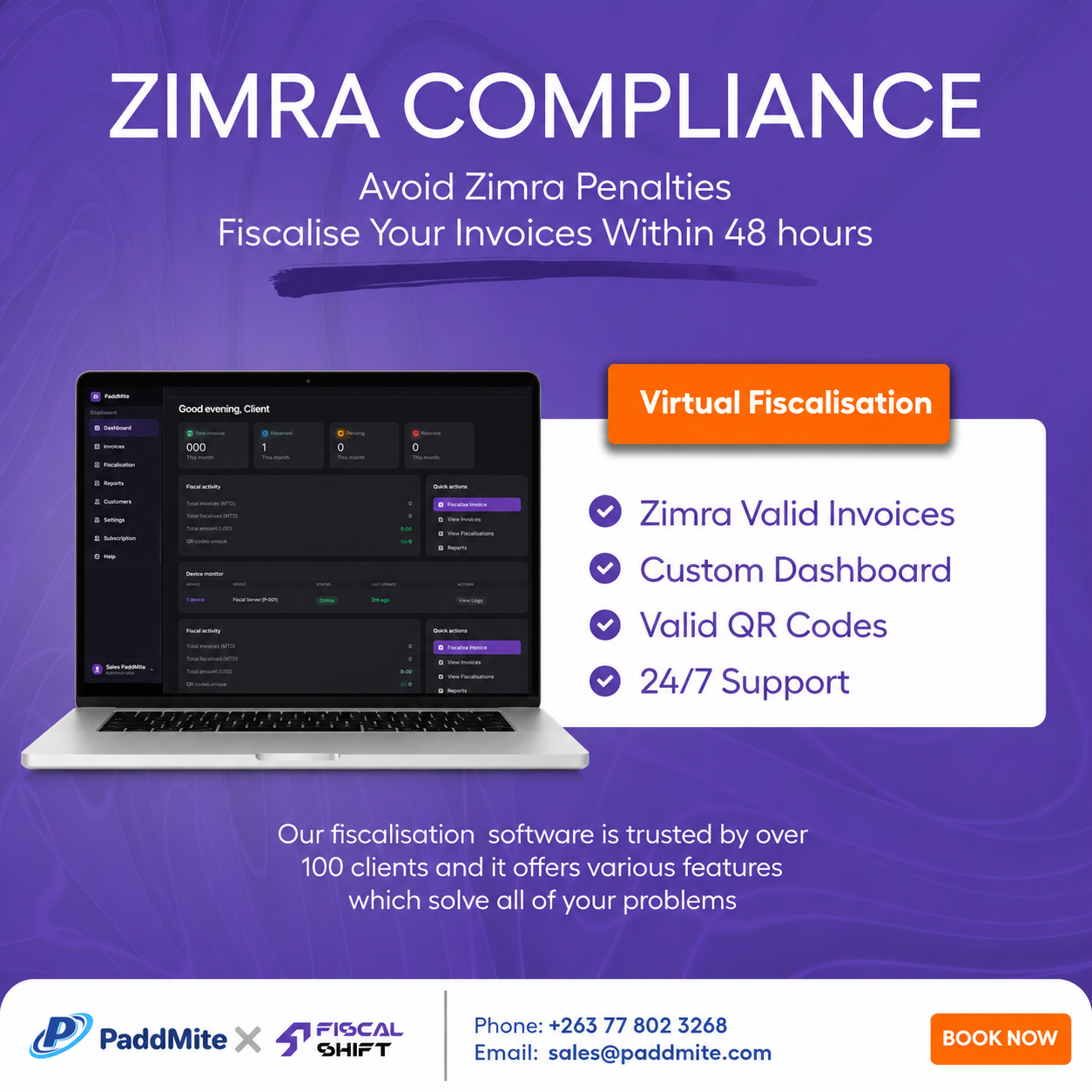 PaddMite virtual fiscalisation dashboard promotional artwork